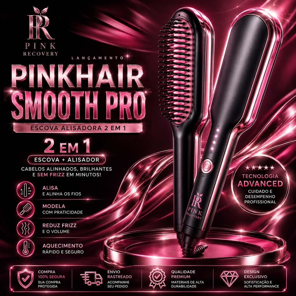 PinkHair Smooth Pro™ | Escova Alisadora 2 em 1