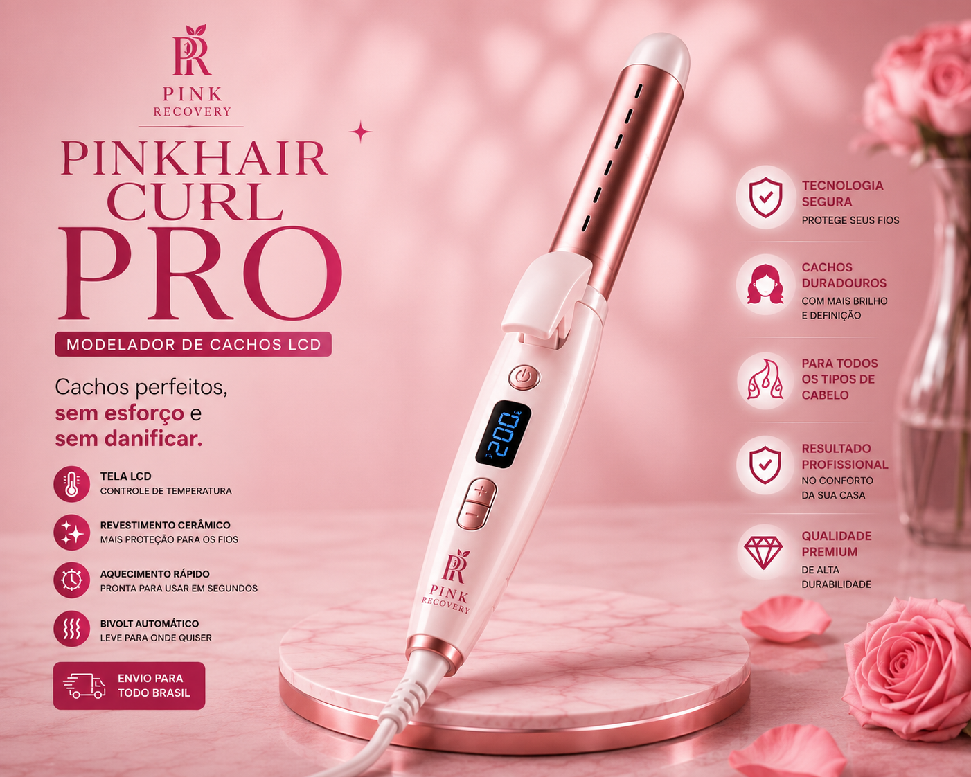 PinkHair Curl Pro™ | Modelador de Cachos LCD