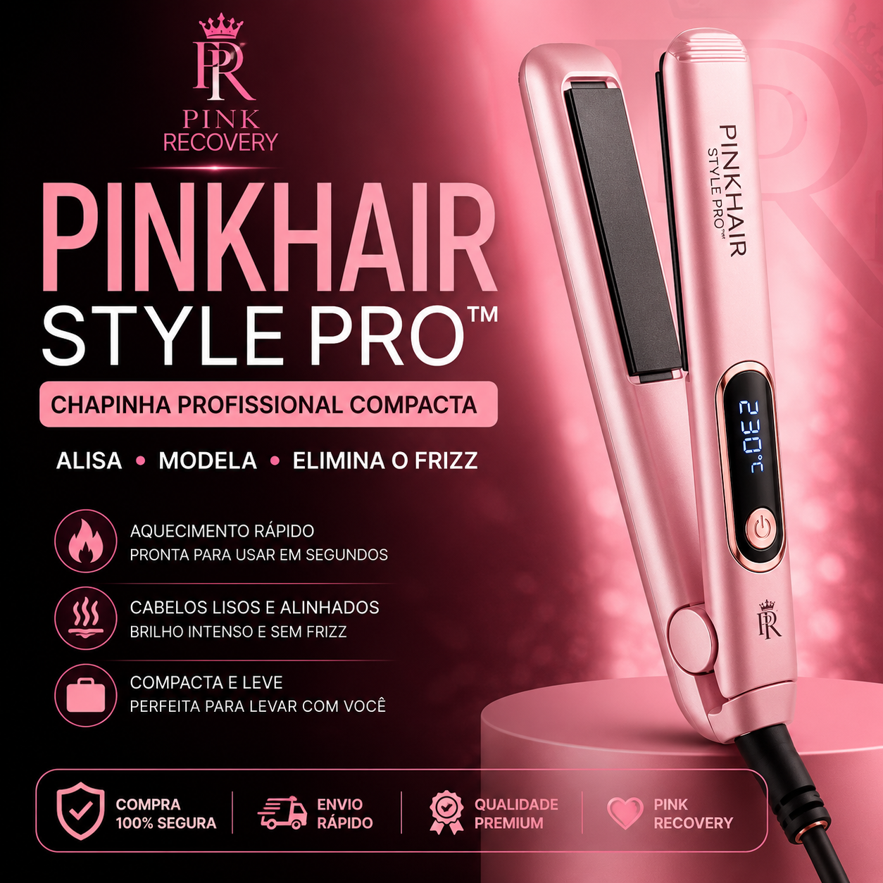 PinkHair Style Pro™ | Chapinha 3 em 1 Profissional