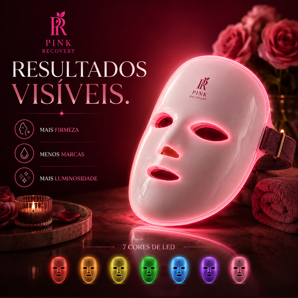 PinkMask Pro™ | Terapia Facial LED 7 Cores