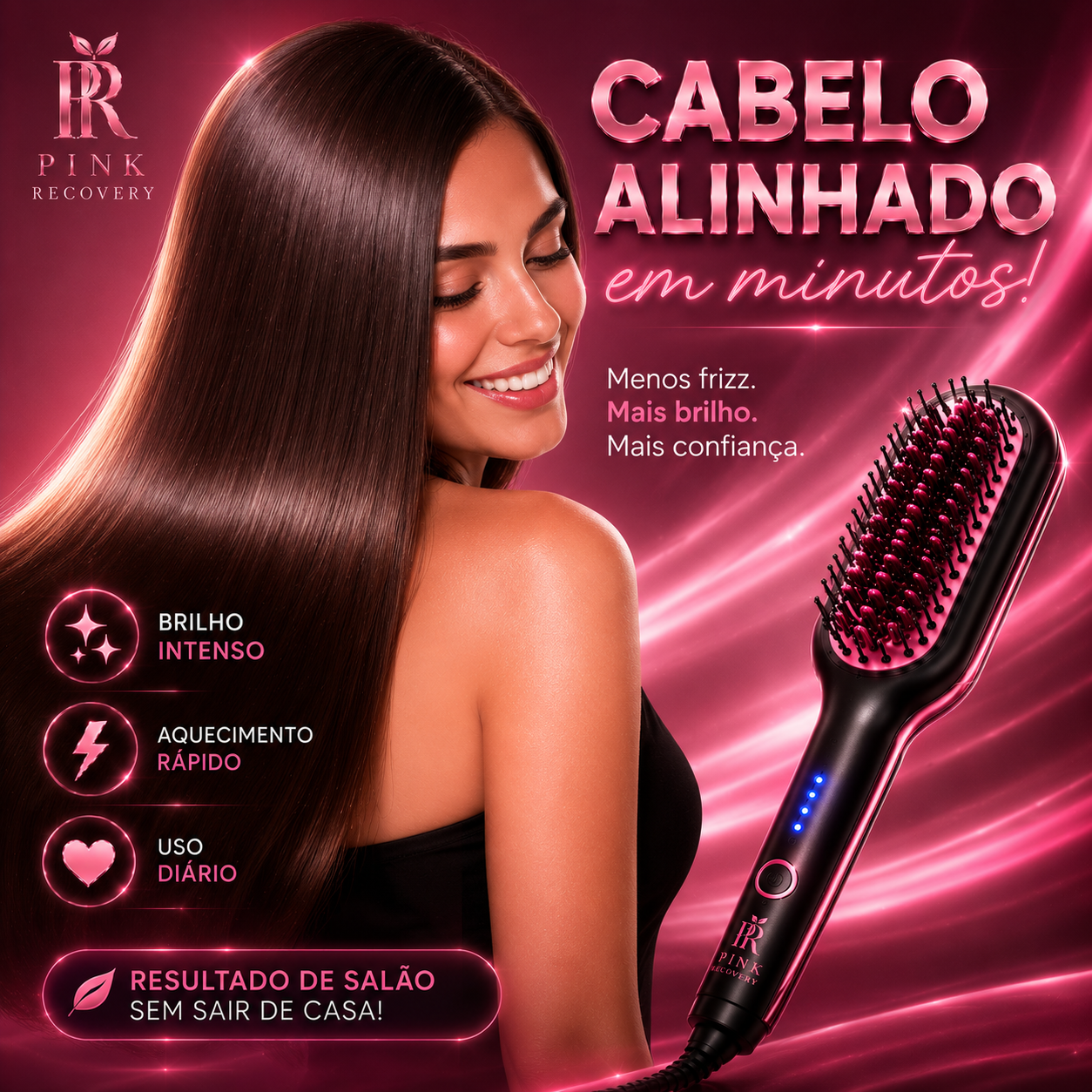 PinkHair Smooth Pro™ | Escova Alisadora 2 em 1