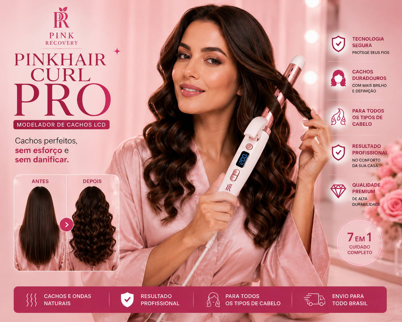 PinkHair Curl Pro™ | Modelador de Cachos LCD