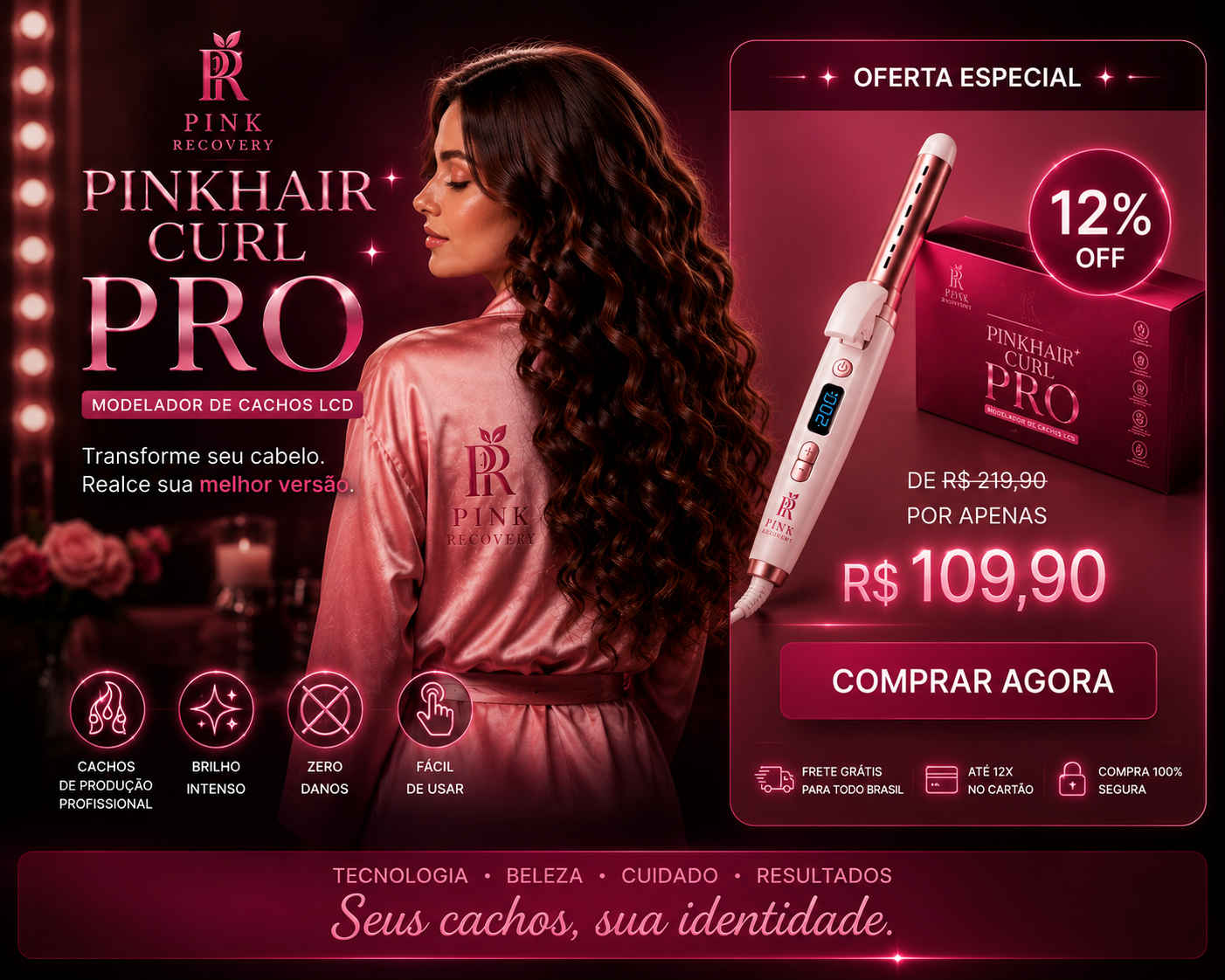 PinkHair Curl Pro™ | Modelador de Cachos LCD