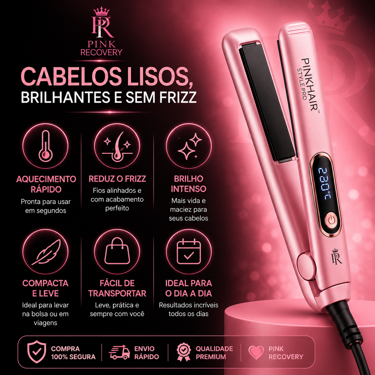 PinkHair Style Pro™ | Chapinha 3 em 1 Profissional