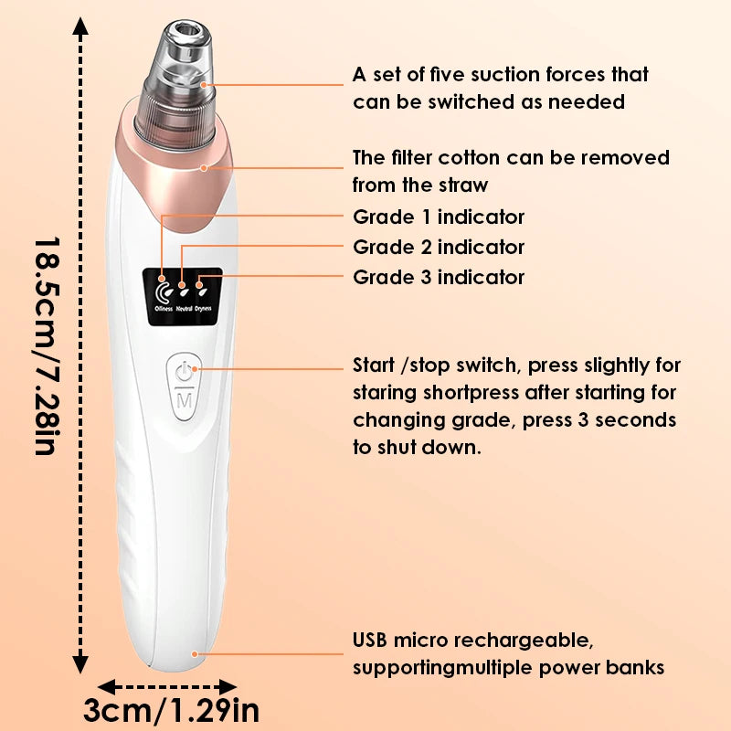 Electric Blackhead Remover USB Face Deep Cleansing Pore Beauty Machine Dead Skin Remover Face Vacuum Blackhead Removal Skin Care